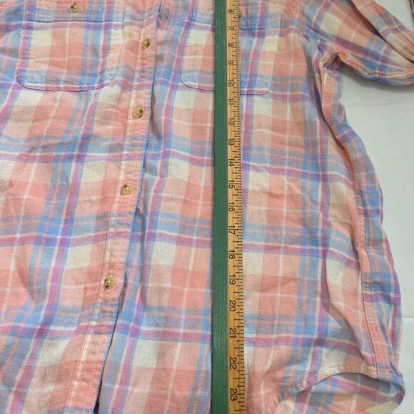 Chaps Woman's Multi-Colored Plaid Long Sleeve Button Down Short size M - Picture 6 of 8